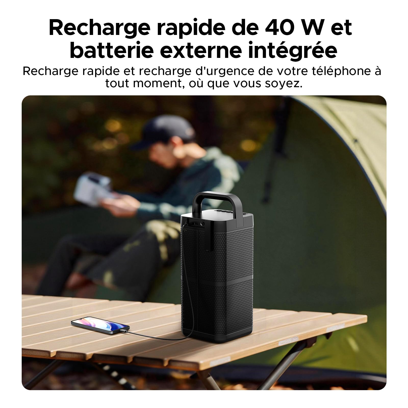 Enceinte Bluetooth Puissante 130W Crête Enceinte Portable avec Basses Renforcées, Boîtier Métallique, 20000mAh Batterie, Charge Rapide 60W, 13H Autonomie, IP66 Étanche,DSP,TWS pour l'extérieur,Camping