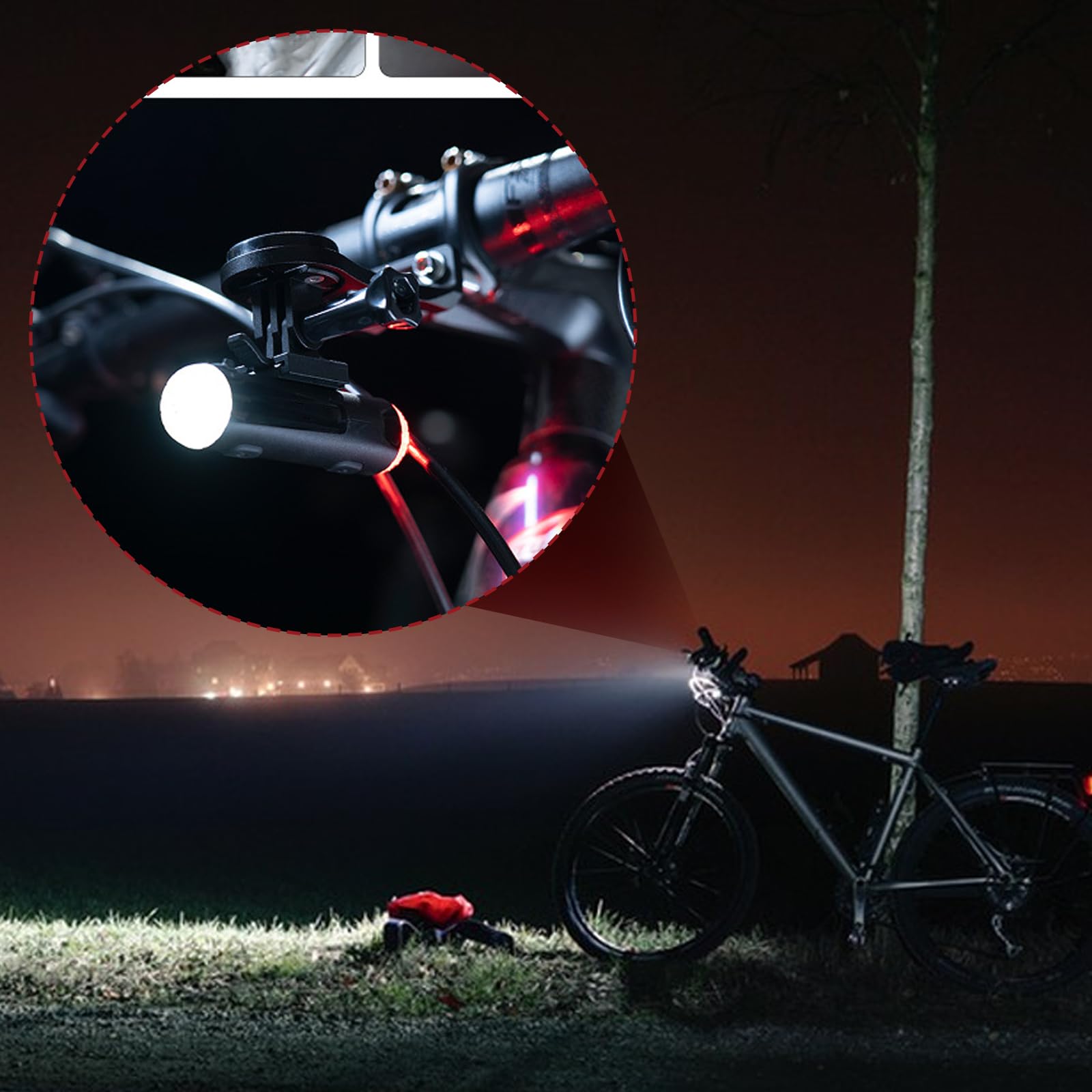Lot de 2 éclairages pour casque de vélo, double éclairage avant et arrière pour casque de vélo, lampe torche portable rechargeable par USB, 5 niveaux de gradation, avertissement à 360° pour