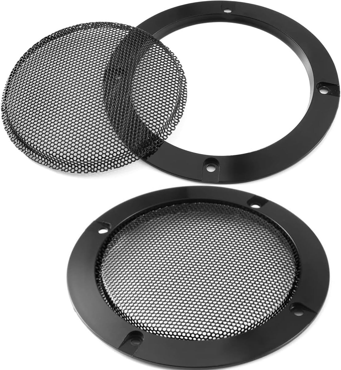 10" Universal Speaker Grille Mesh Cover, Round Decorative Ring Woofer Protection Grille Protective Cover for Cars Home Stereo DIY Accessories Black with 8Pcs Screws - (2 Pcs)