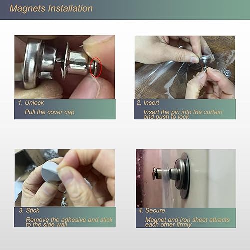 Miniatura 3 de Cortina de ducha con ventosas laterales e imanes, kit de protección contra salpicaduras, cortina de ducha transparente resistente 8G, a prueba de