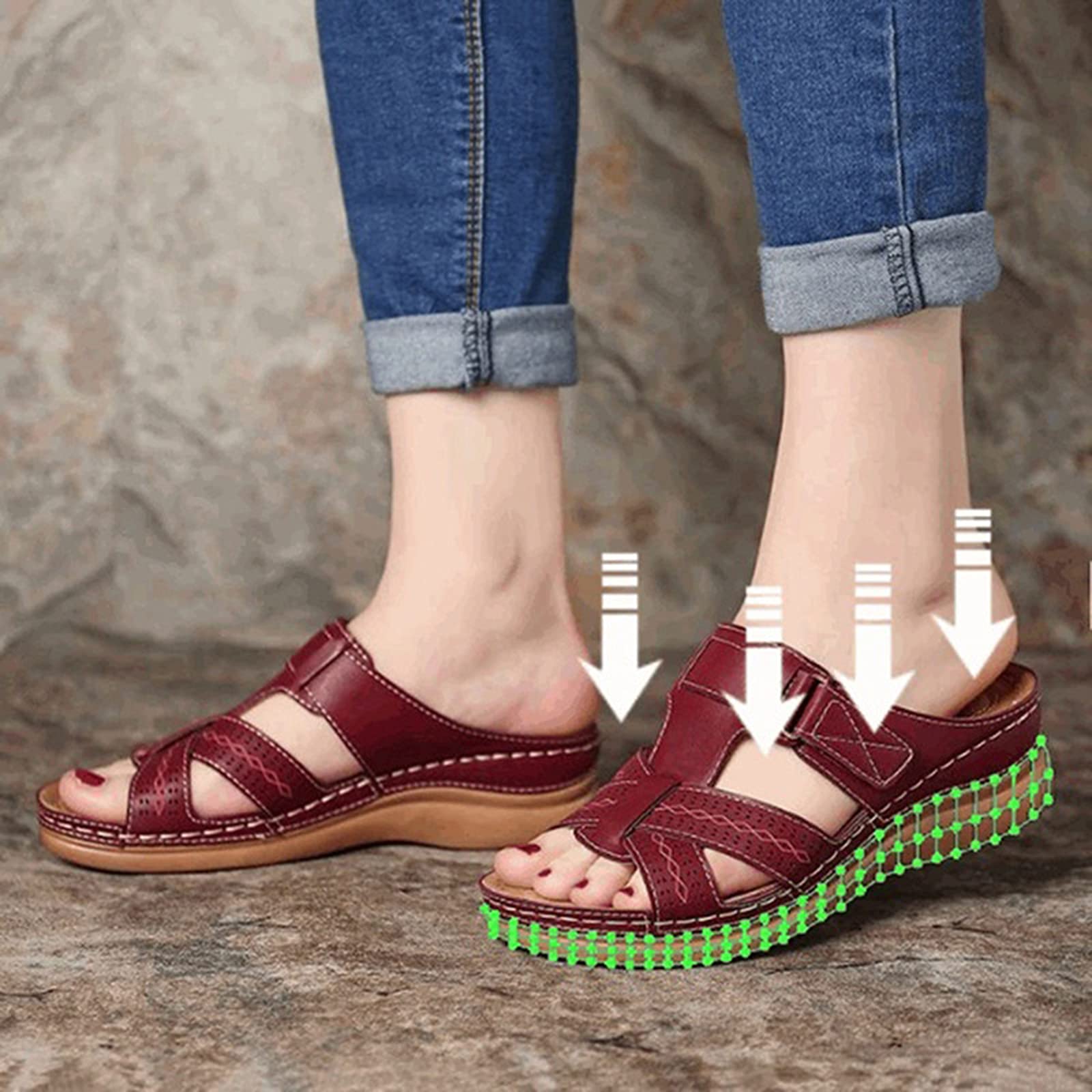 Sandali Ortopedici Da Donna Con Supporto Plantare - Comode Scarpe Da Spiaggia Con Zeppa E Cinturino Regolabile, Perfetti Per Piedi Piatti E Fascite Plantare (Grigio, 40 EU)