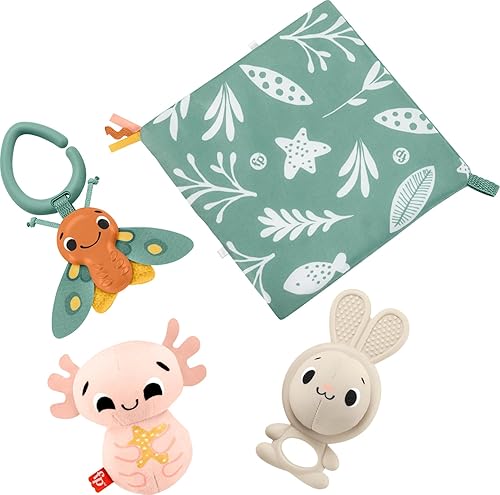 FISHER-PRICE BABY - Set de regalo de juguetes sensoriales So Many Senses con actividades motoras finas para recién nacidos, 4 piezas
