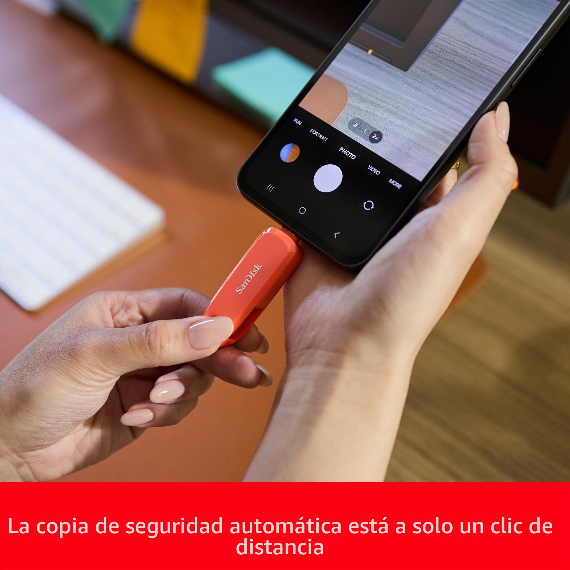 SanDisk Unidad de teléfono de 256 GB para Android, USB 2 en 1 para Smartphones, tabletas y computadoras, Unidad de Pulgar con Conectores USB Tipo C y Tipo A, SDDDC6-256G-G46