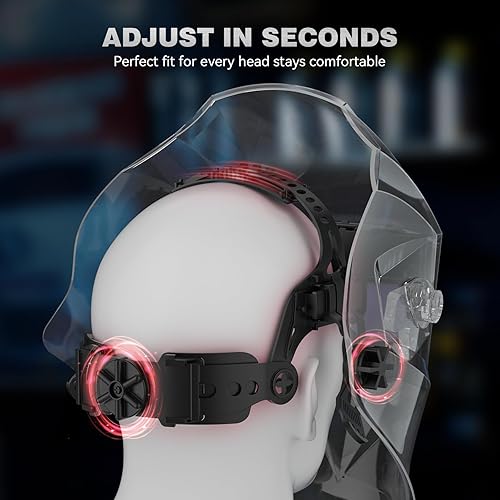 Vista 65 de ARCCAPTAIN Casco de soldadura de pantalla de visualización grande, 1/1/1/1 capilla de soldadura de oscurecimiento automático de claridad óptica, 4