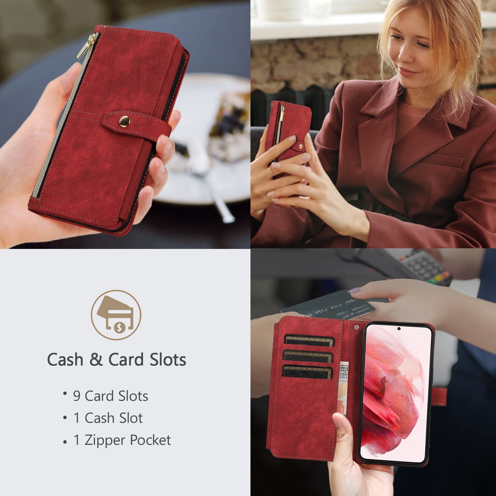 UEEBAI Custodia Portafoglio Per IPhone 11 6.1'' – Pelle PU Con Slot Carte E Tasca Banconote – Chiusura Magnetica E Funzione Supporto – Colore Nero