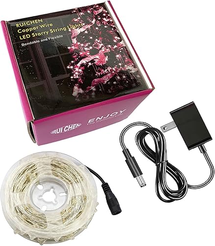 Miniatura 9 de RUICHEN Guirnalda de luces LED de alambre plateado con carrete de 99 pies, 300 luces LED de 99 pies, color verde