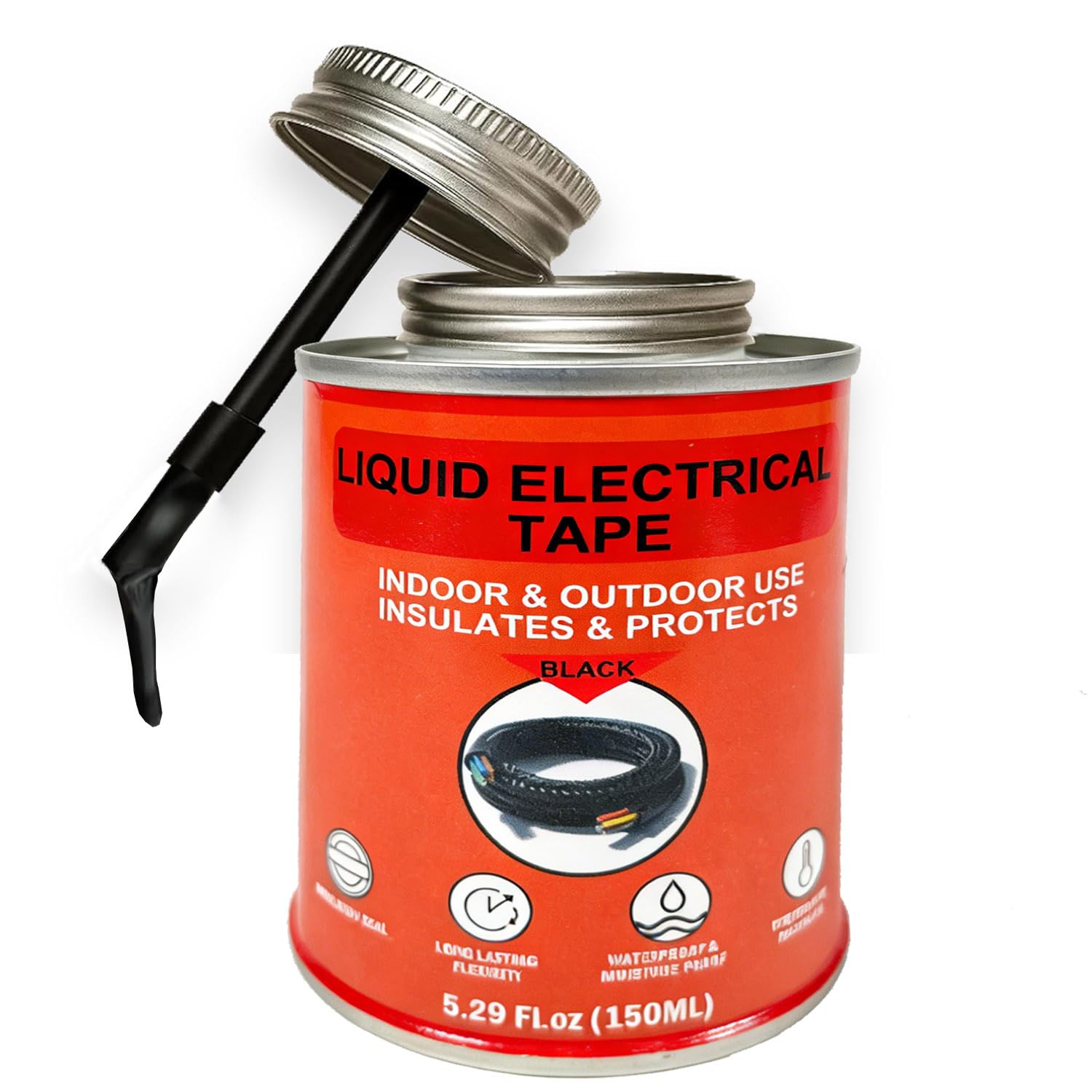 150ml Liquid Electrical Tape Insulating Repair Glue, Quick-Drying Waterproof High Temp Resistant Insulation Coating with Brush Cap for Wires Cables Outdoor Electrical Equipment Fixing