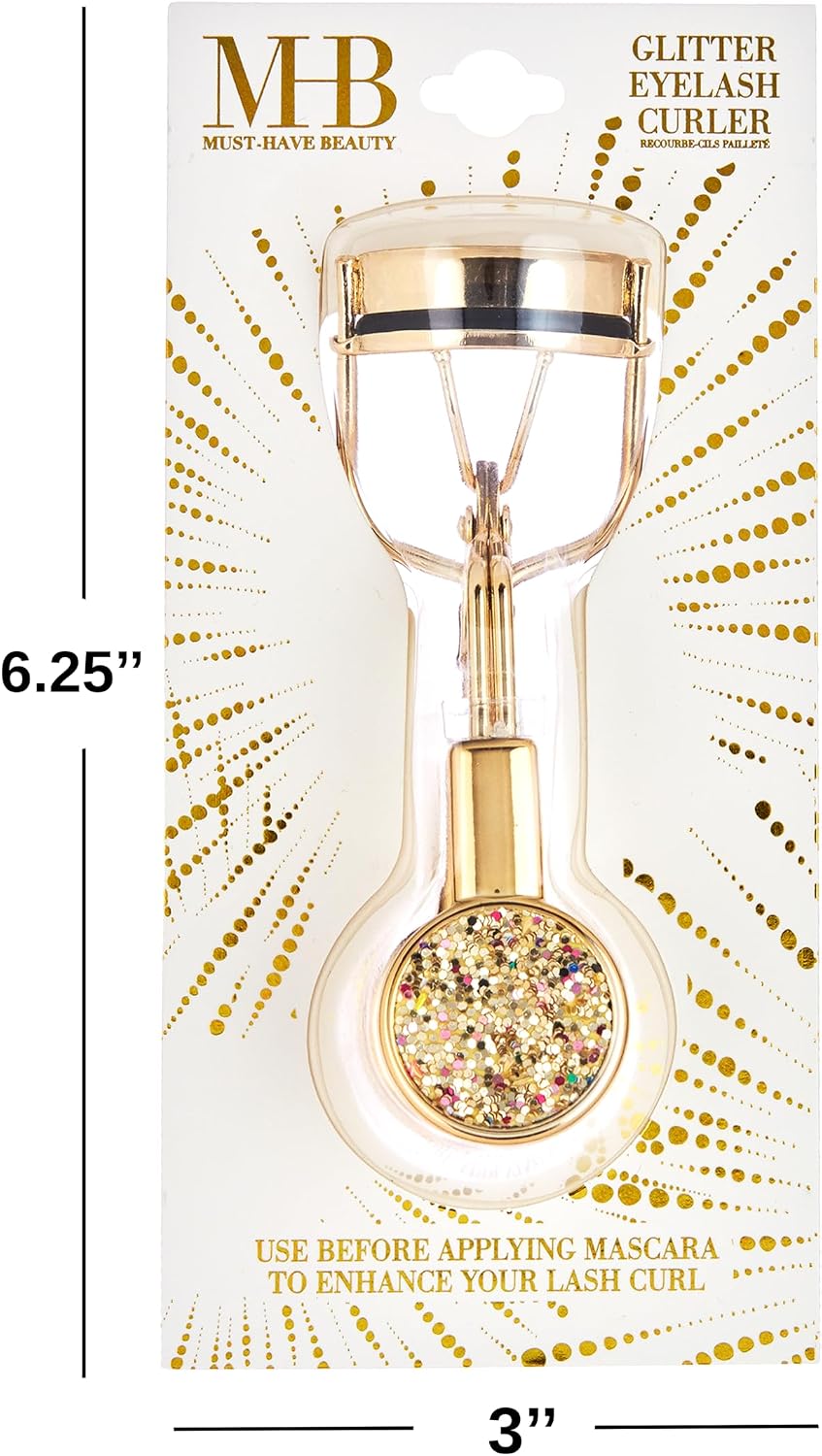 Gold Metallic Glitter Eyelash Curler - Precision Metal Lash Curler with | Precision Metal Lash Curler with Comfort Grip. Pro Beauty Tool for Effortless Eyelash Curling. Long Lasting Curl for Women