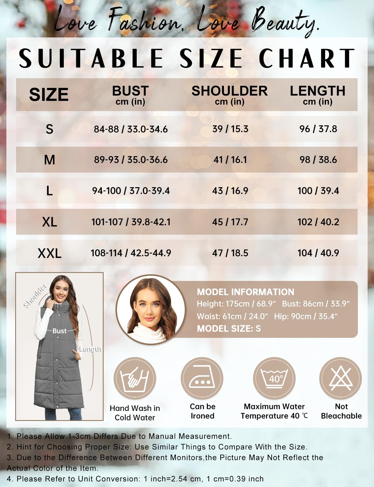 Yuson Girl Chaleco Mujer Chalecos Acolchados Medio Largo Chaquetas sin Mangas Casual Chaleco Grueso Invierno Abrigo Outwear con Capucha Largos Calentador de Cuerpo con Bolsillos