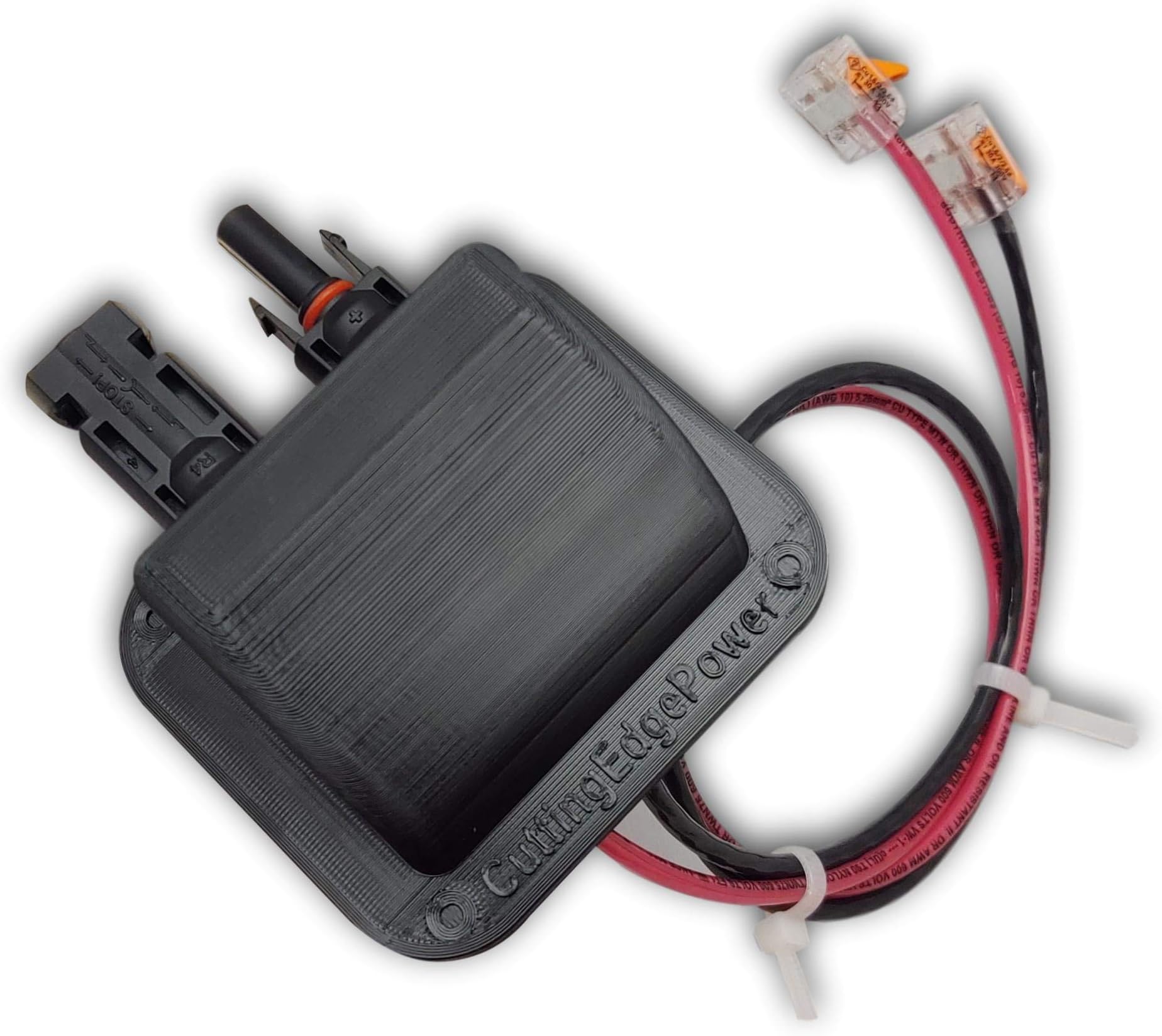 Cutting Edge Power Solar Panel Weatherproof Cable Wire Entry Housing, w Connectors, Made in USA (2 ft. Wire, 2 Ports)