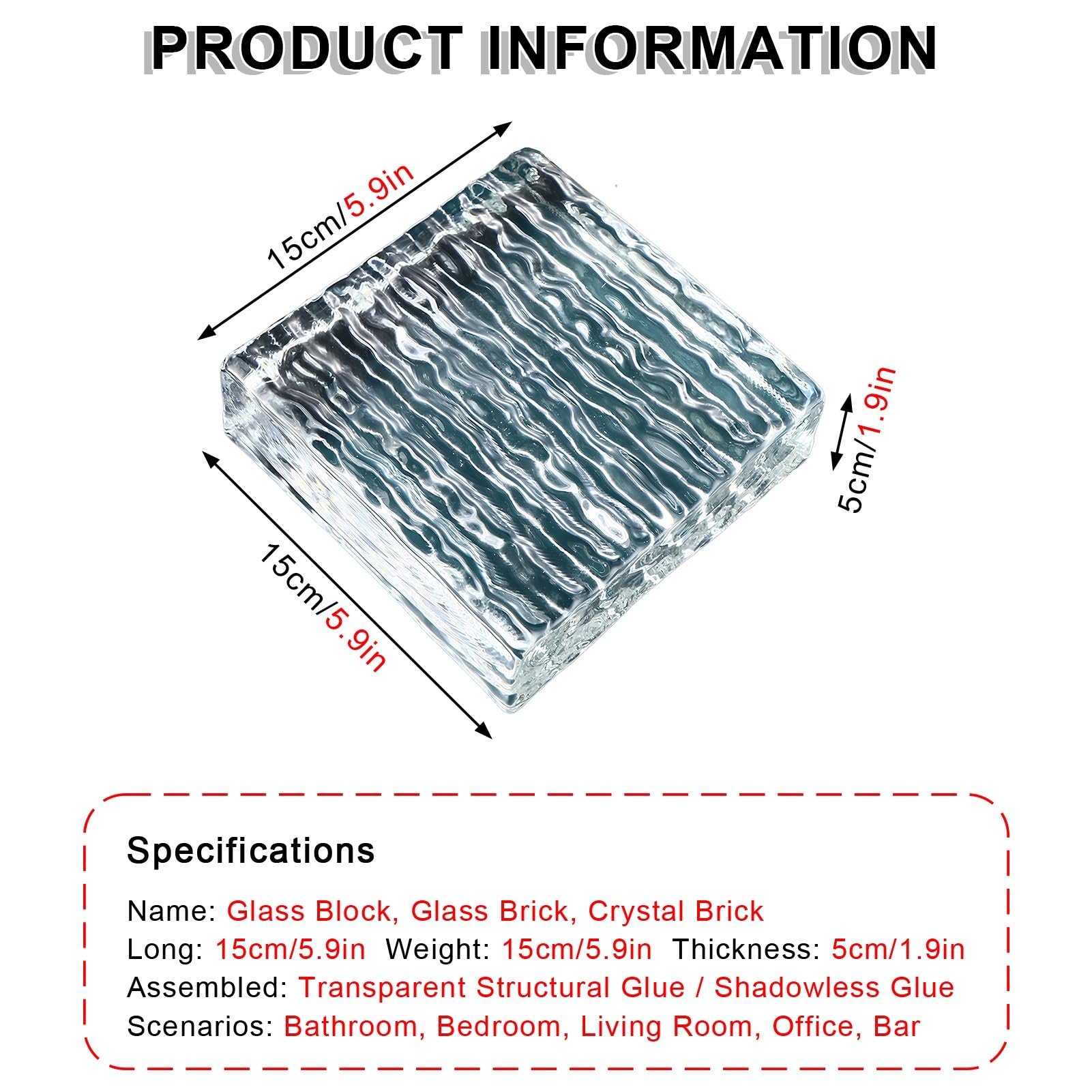 Bloque de vidrio 5, 9 x, 1(10pcs)