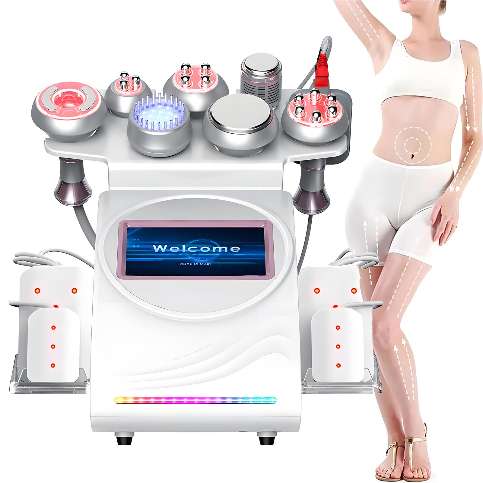 Máquina de Cavitación Adelgazante 9 en 1,Masajeador Multipolar de Radiofrecuencia para Estiramiento de Piel,Dispositivo de Reducción Vacío para Todo El Cuerpo,vacuvia Maquina Celulitis A