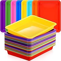 Vista 1 de Maitys 24 Pcs Art Trays Plastic Activity Tray for Kids Craft Stackable Shallow Storage Organizer Serving for DIY School Books Home Painting Projects
