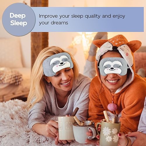 Vista 27 de Lindas máscaras para dormir, máscara de ojos de gato de dibujos animados, máscara de felpa para dormir y venda de viaje, divertida sombra de ojos