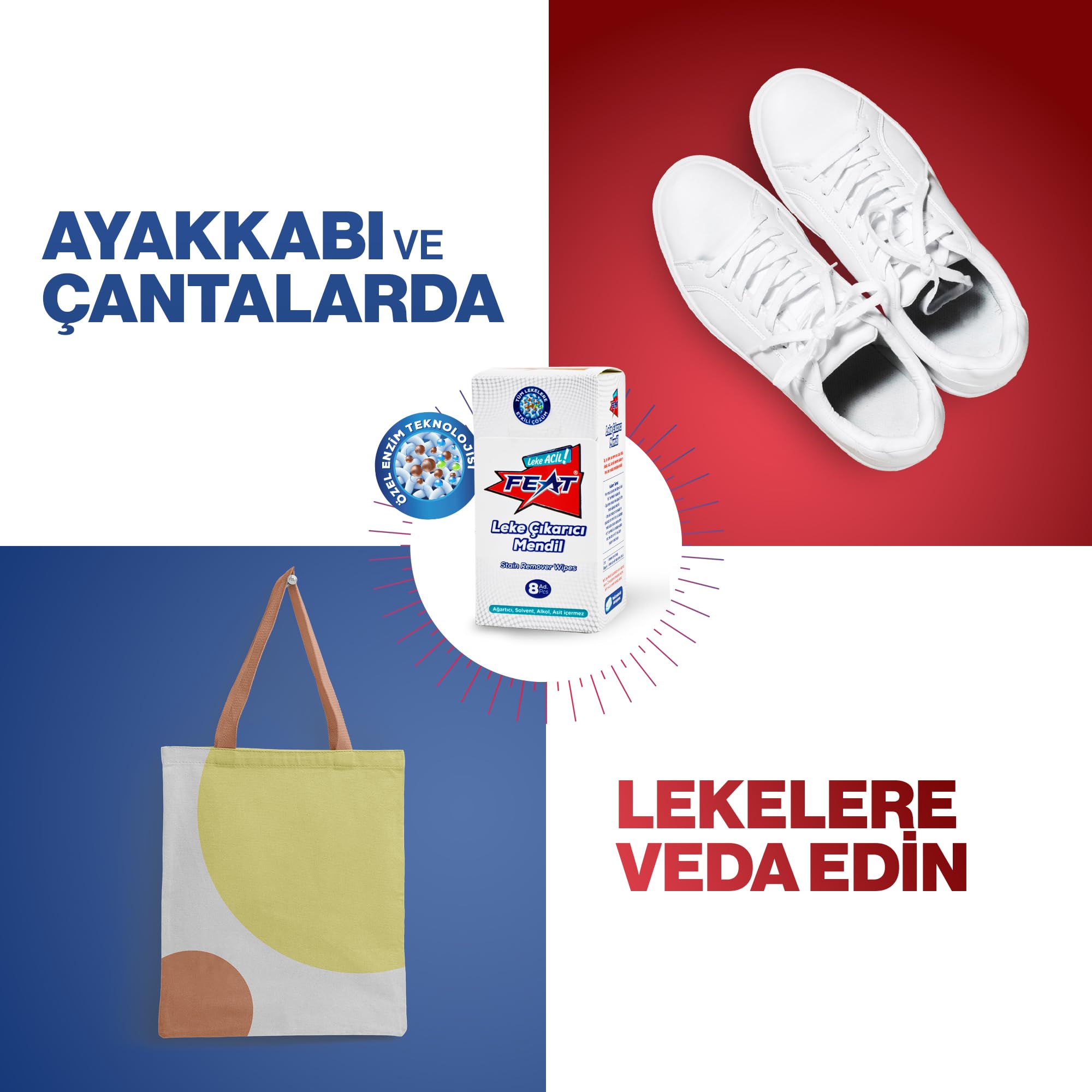 Feat Leke Çıkarıcı Mendil -8'li 4 kutu (32 adet Mendil)