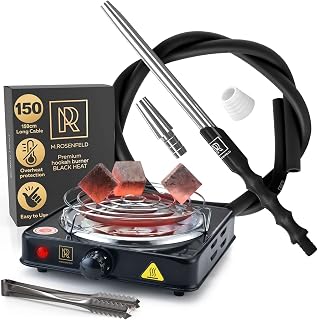M. ROSENFELD Hookah Hose with Hookah Adapter & Mouthpiece - Cleanable Hookah Hose Silicone - Hookah Coal Burner 500W with Grid - Coal Burner for Hookah Cubes