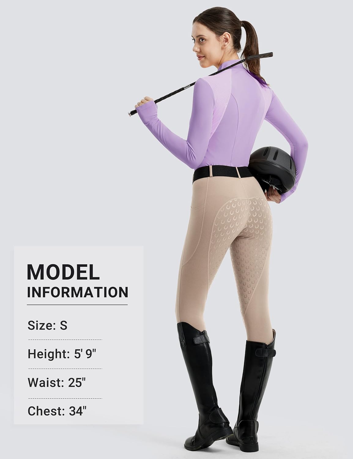 FitsT4 Sports Womens Equestrian Shirts Thumbholes Long Sleeve Horse Riding Shirts Quick Dry UPF50+ Riding Top Half Zip
