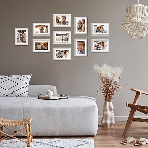 Miniatura 4 de Giftgarden Juego de 10 portarretratos de 5 x 7 pulgadas, color mármol blanco y beige, mate para mostrar fotos de 4 x 6 con paspartú o fotos de 7 x 5