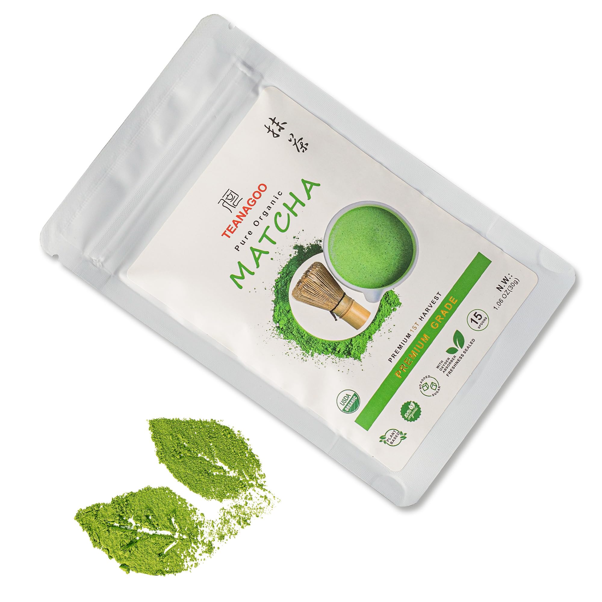 TEANAGOO Premium Grade Matcha Powder Matcha Green Tea for Premium Latte Breakfast Beverage Daily Green Tea USDA Organic