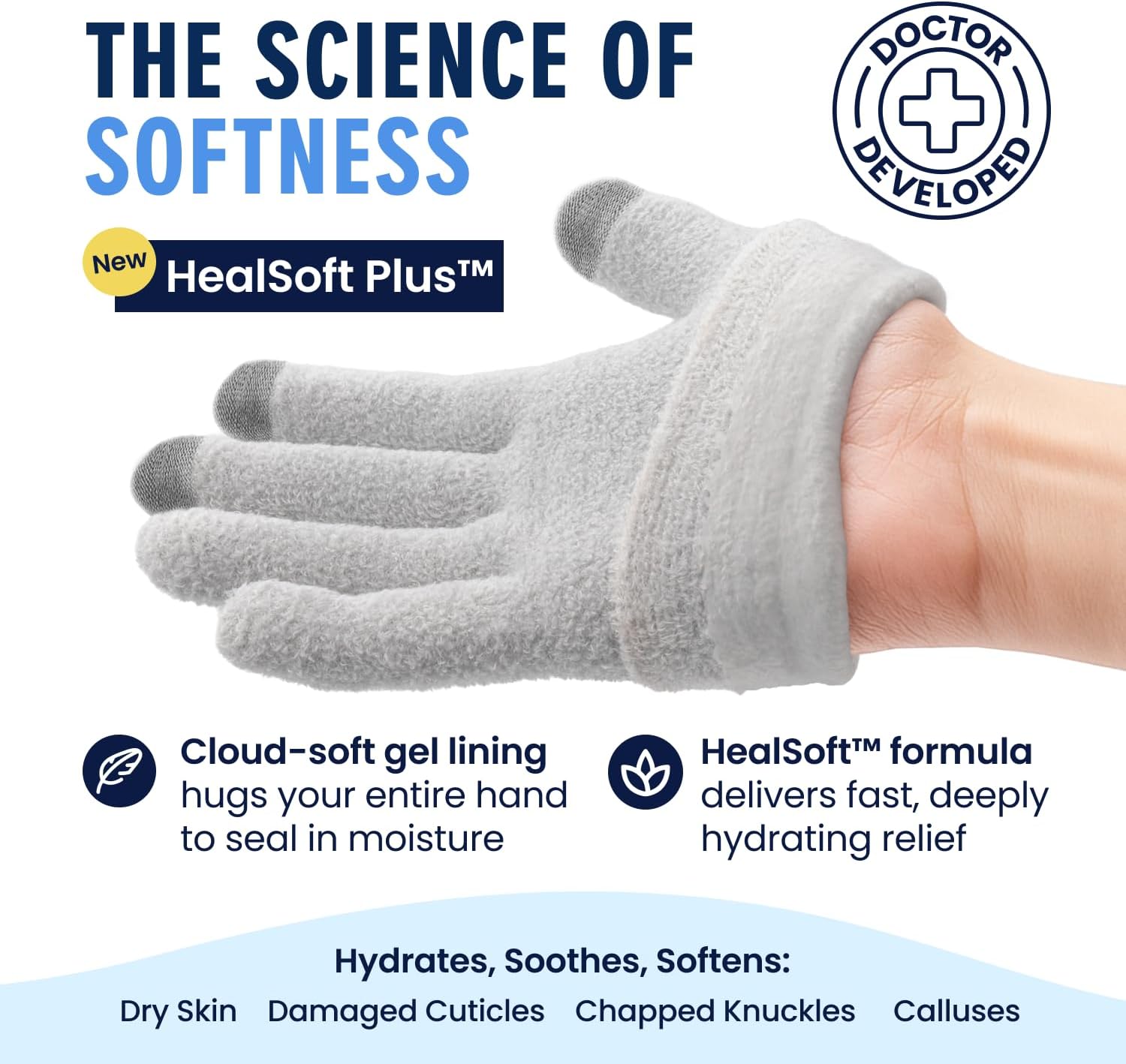 Dr. Frederick’s Original Moisturizing Gel Gloves – Deep Moisturizing and Fast Relief for Dry Hands – Touchscreen-Friendly – Mango Butter, Shea Butter, Jojoba, & Coconut Oil (Mellow Moon)
