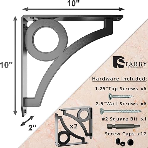 Miniatura 3 de Starby Park Circle Designer Series - Soportes decorativos resistentes para repisas y encimeras. Ménsulas bellamente hechas para chimenea,