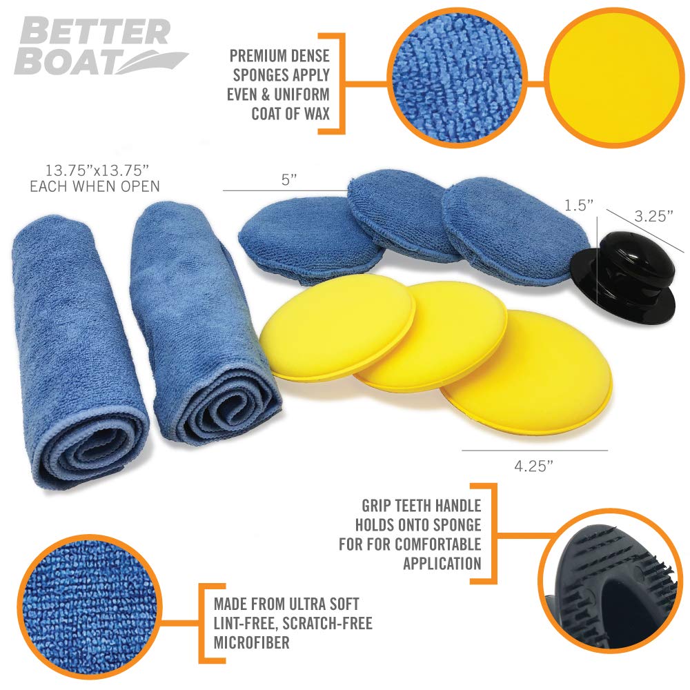 Almohadilla aplicadora de cera de microfibra de espuma suave, almohadillas aplicadoras de cera automática, esponjas de pulido a mano y juego de encerado de tela, paquete a granel, pulido de detalles, | Juego de encerado y detallado a granel para barcos y