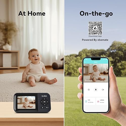 Miniatura 3 de Monitor de video para bebés con visión nocturna, pantalla LCD de 2.8 pulgadas, alarma de modo VOX y largo alcance de 1200 pies, canción de cuna,