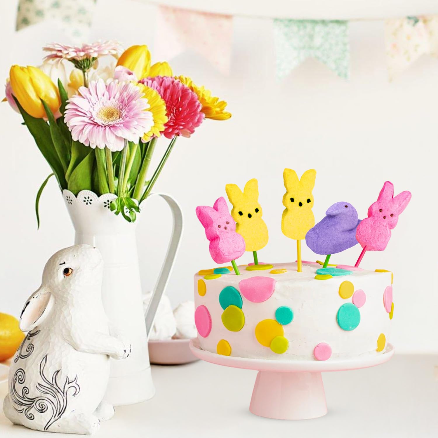 PeepsMarshmallow Bunnies and Chicks, 6 Packs of Chicks and Bunnies Candy 60 Count, Perfect for Party Favors and Spreading Joy During the Holiday Season, Ideal Easter Bunny Candy for Kids to Enjoy