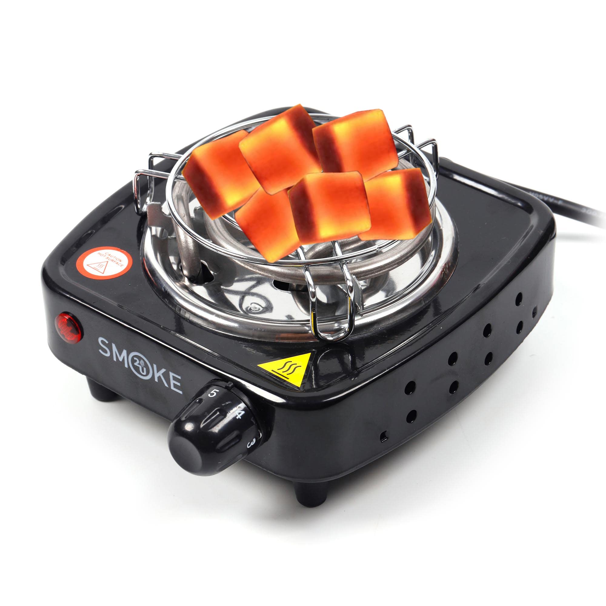 Elektrische kolenaansteker, 600 W, verwarmingsplaat, elektrische koker, met afneembare handgreep, compact, open haard, barbecue-aansteker, 1,5 m kabel (medium