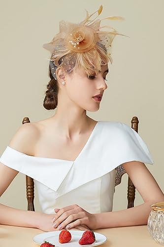 Miniatura 5 de BABEYOND Fascinator Hats for Women Tea Party Hat Kentucky Fascinators Headband Derby Hats Wedding Flower Feathers Hair Clip