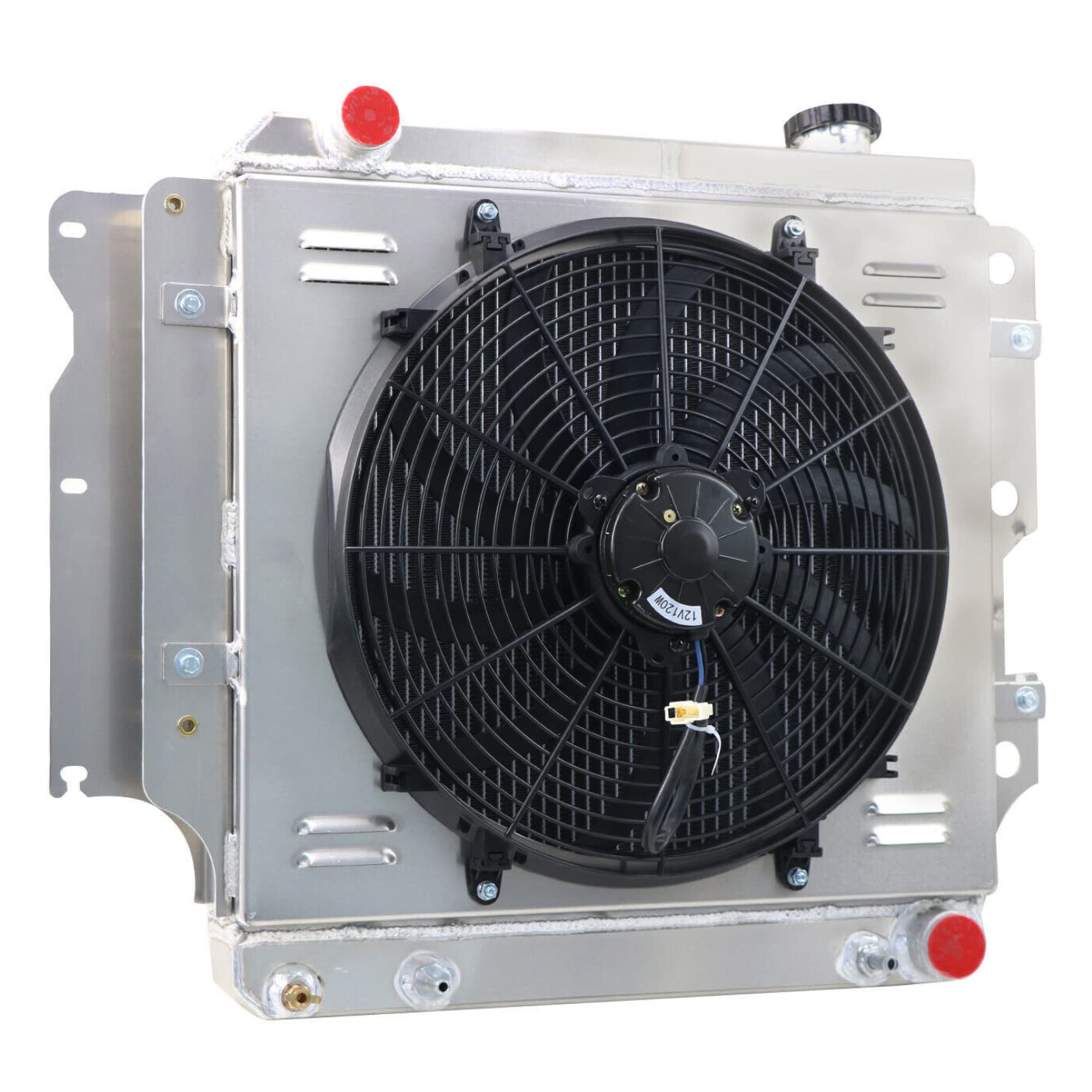 Photo 1 of ReadyCool 4 Row Aluminum Radiator Shroud Fan for 1987-2006 Jeep Wrangler TJ YJ GM Chevy V8 Engine