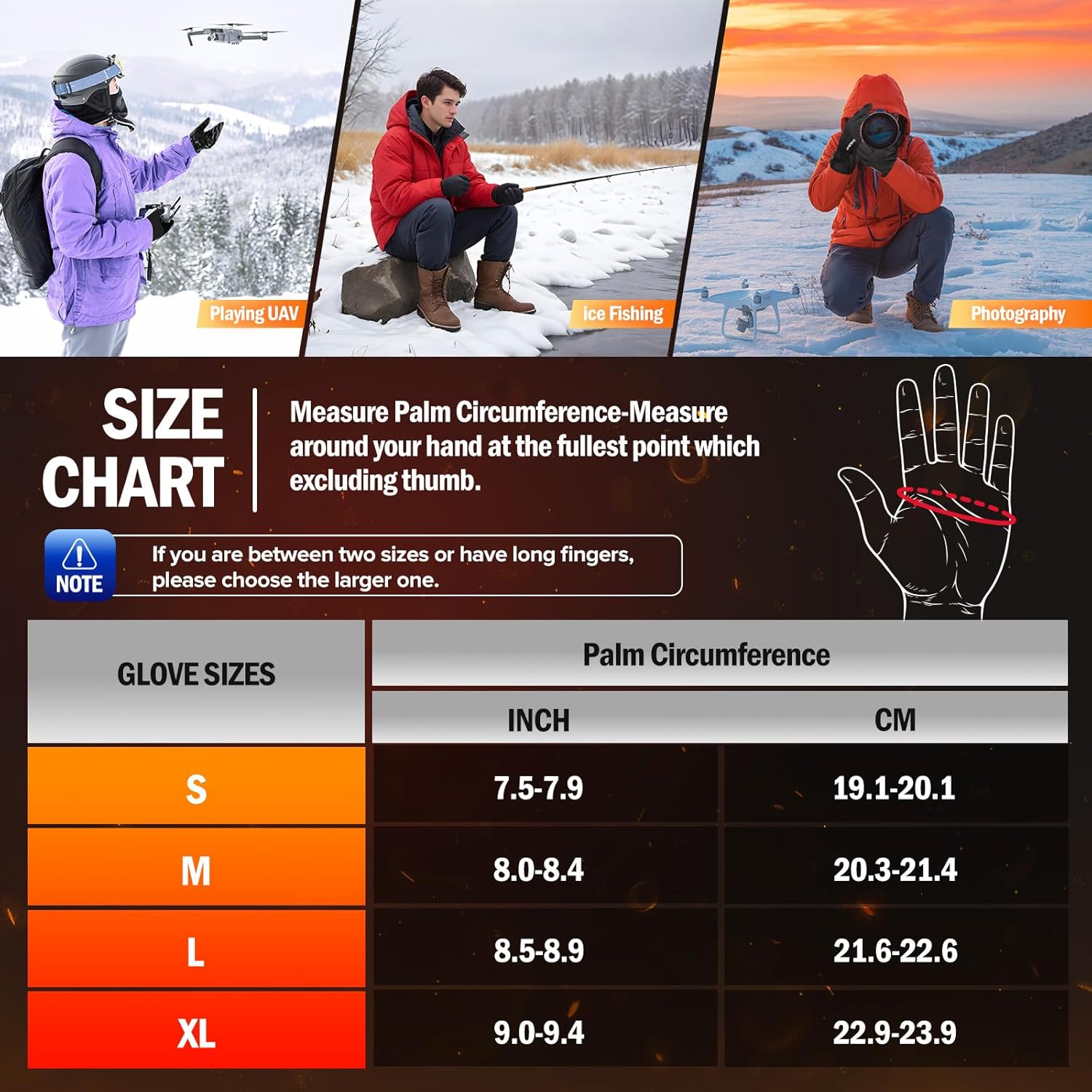 Heated Gloves, Electric Gloves Heated for Men/Women Rechargeable, Waterproof Work Motorcycle Glove for Winter Outdoor - Image 3