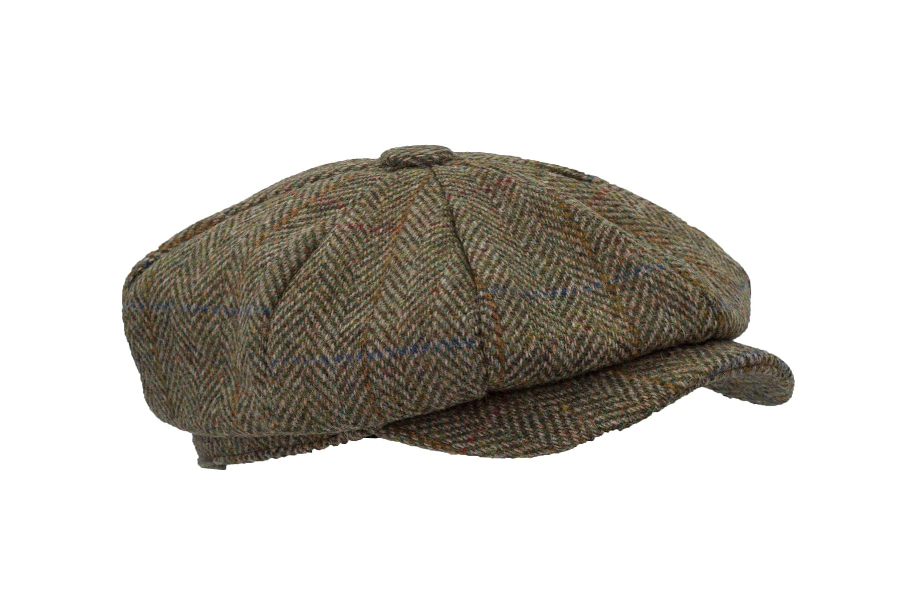 Walker and Hawkes Harris Tweed 8-Panel Thomas Baker Boy Cap - Moss Green- S (57cm)