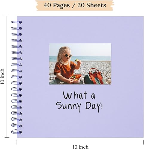 Vista 244 de Álbum de recortes de 8 x 8 pulgadas, álbum de recortes de papel kraft de tapa dura, álbumes de fotos, 40 páginas, perfecto para fotos de 4 x 6 / 5 x