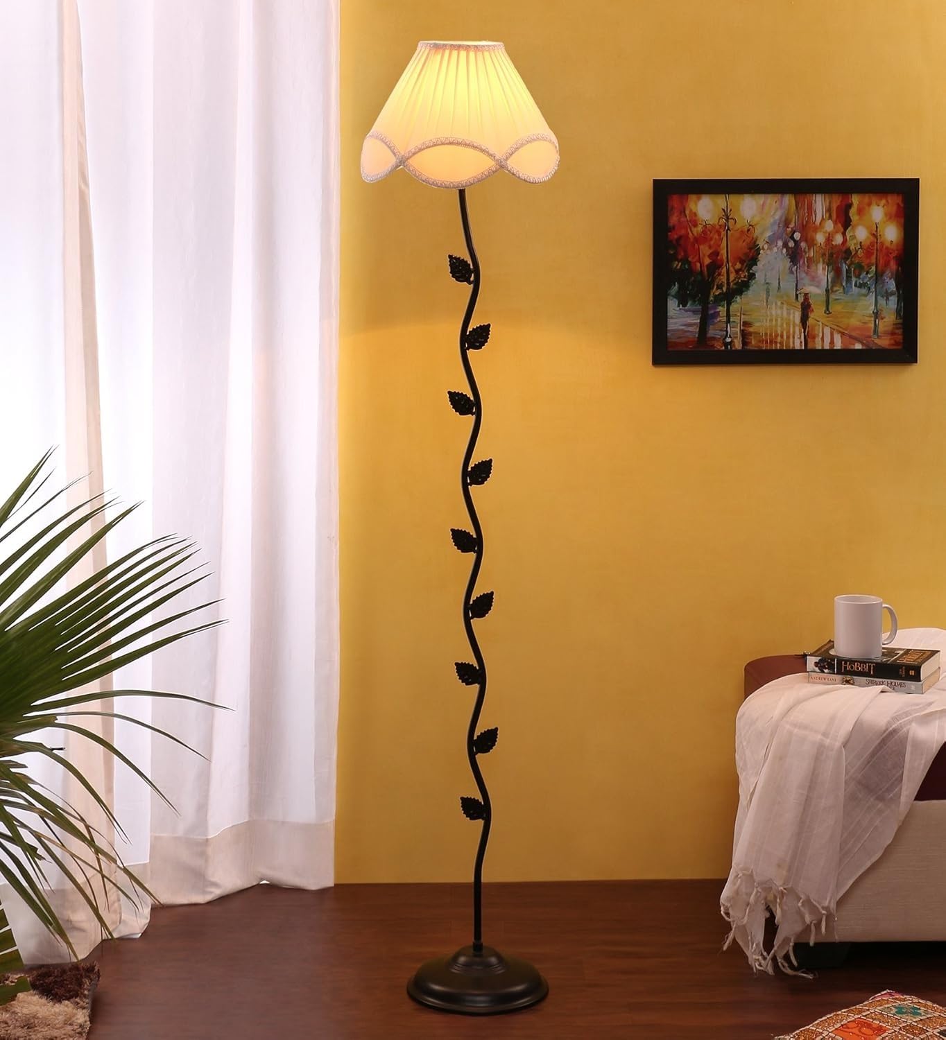Devansh Off White Vintage Cotton Iron Floor Lamp (Height - 58.6 Inch) for Living Room & Bedroom | Elegant Home Décor Standing Light | with Premium Cotton Shade | Modern Floor Lamp-image-13