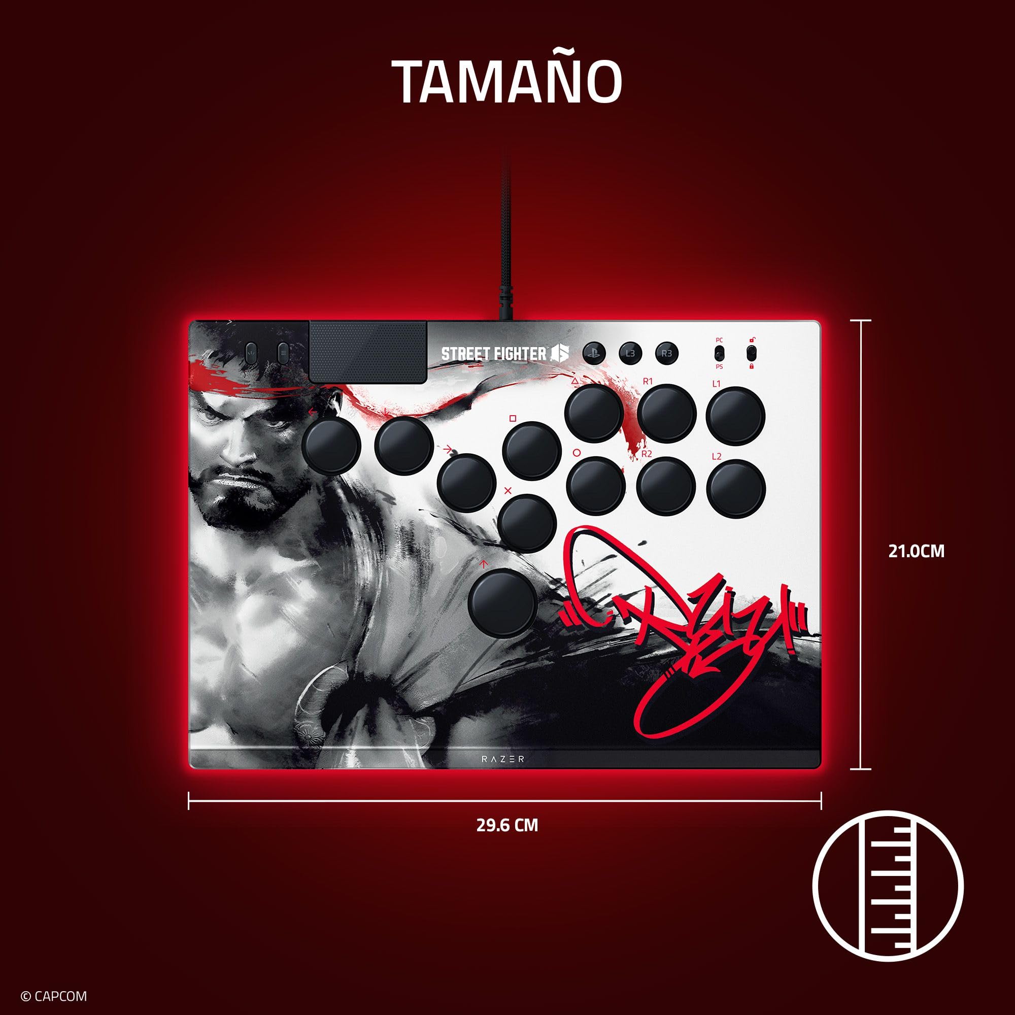 Razer Kitsune Ryu Edition - Mando óptico de estilo arcade para PS5 y PC - Disposición con 4 botones direccionales de precisión - Interruptores ópticos lineales planos | Ryu Ed.