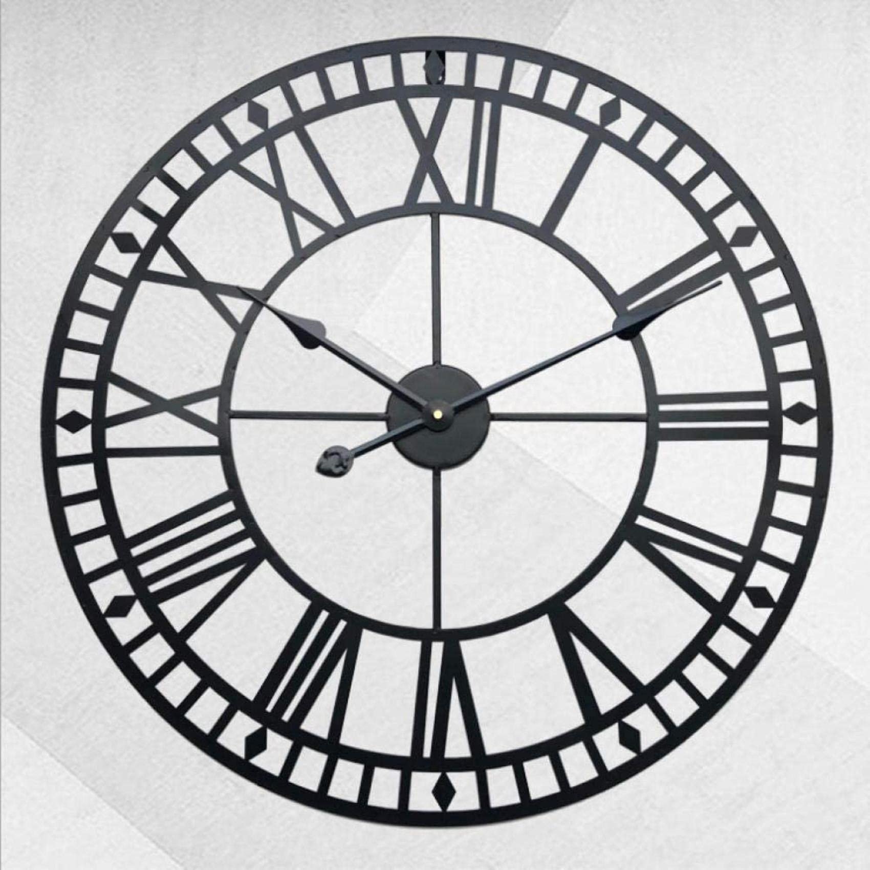 MYUYEE New Big Roman Numerals Giant Open FA Metal Large Outdoor Garden Black Metal Wall Clock-16 Inch/40Cm Beautiful snery