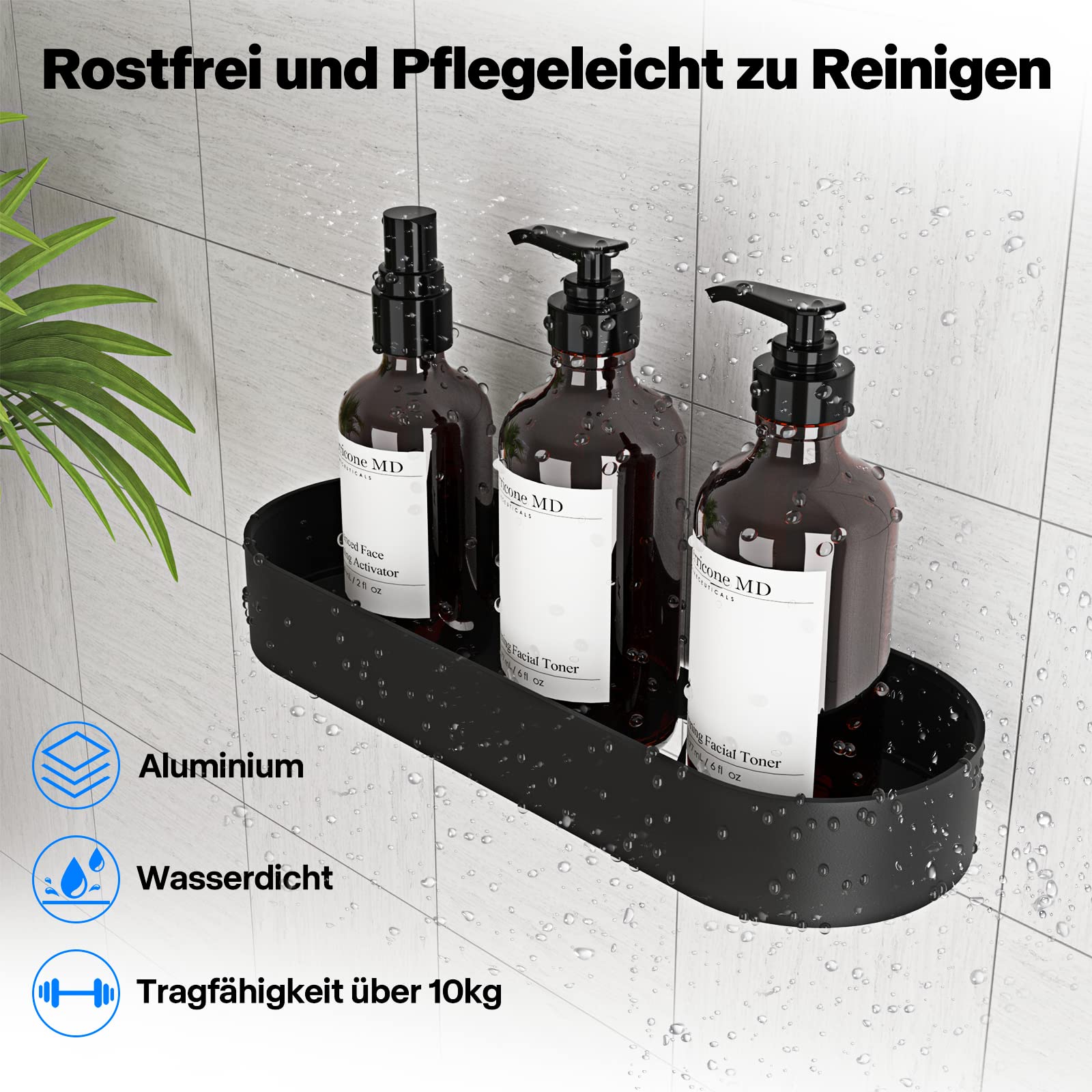 Rangement Salle De Bain, 4 Pcs Noir (SM+2) Etagere Salle De Bain