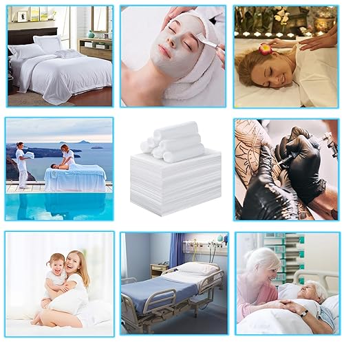 Miniatura 7 de MVSUTA 400 piezas de sábanas desechables de tela no tejida para spa, cubierta de cama para masajes y tatuajes de belleza, 31 x 71 pulgadas