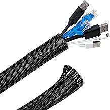 3 m Cable Sleeve, Self-Closing, 12-20 mm Cable Duct, Flexible Woven Cable Protection, Cut to Size, Cable Management for TV, Computer, Home Cinema, Automotive Cable, Black