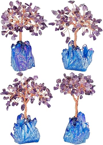 Miniatura 3 de mookaitedecor Figura decorativa de árbol de dinero de cristal de amatista y figura de ángel guardián para riqueza y suerte