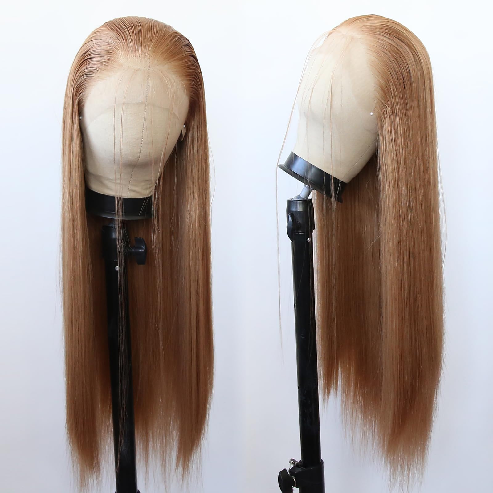 Strawberry blond synthetic lace front wig Amazon.com : SOKU Strawberry Blonde 13x6 Lace Frontal Wig 32  main image 3