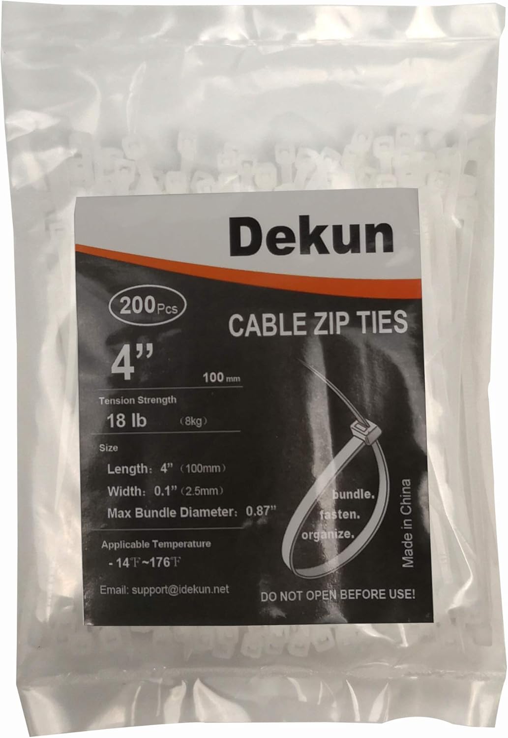 Cable Zip Ties 4 Inch, Multi-Purpose Electrical Cable Ties Wire Zip Ties, 200 Pack, White