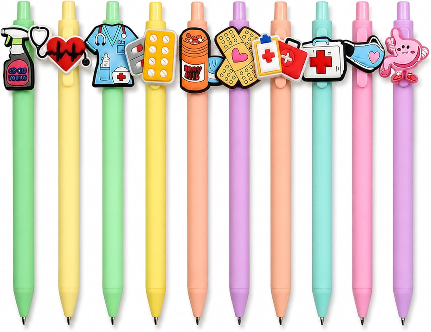 Cute Nurse Pens, Nurses Week Appreciation Gifts, Funny Nursing Present Accessories for Medical Assistant Student Doctors Work, Cna Rn Essentials Aesthetic Gel Pens Black Ink for Nurses (10)