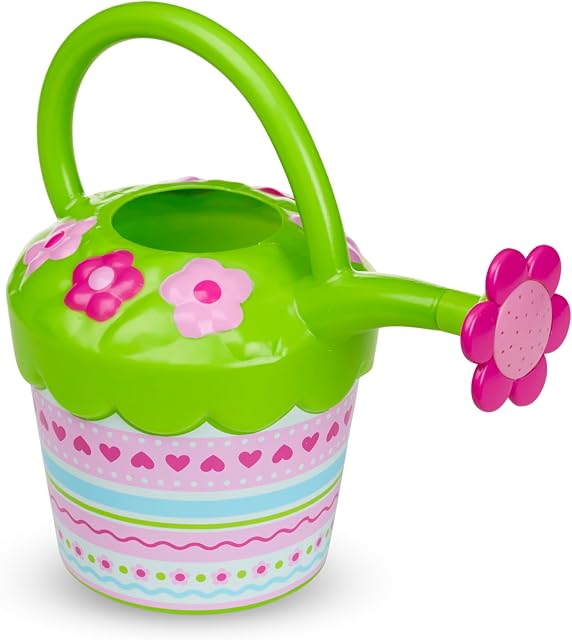 Melissa & Doug Sunny Patch Pretty Petals Flower Watering Can - Pretend Play ToyChild Watering Can, Kids Gardening Set for Ages 3+