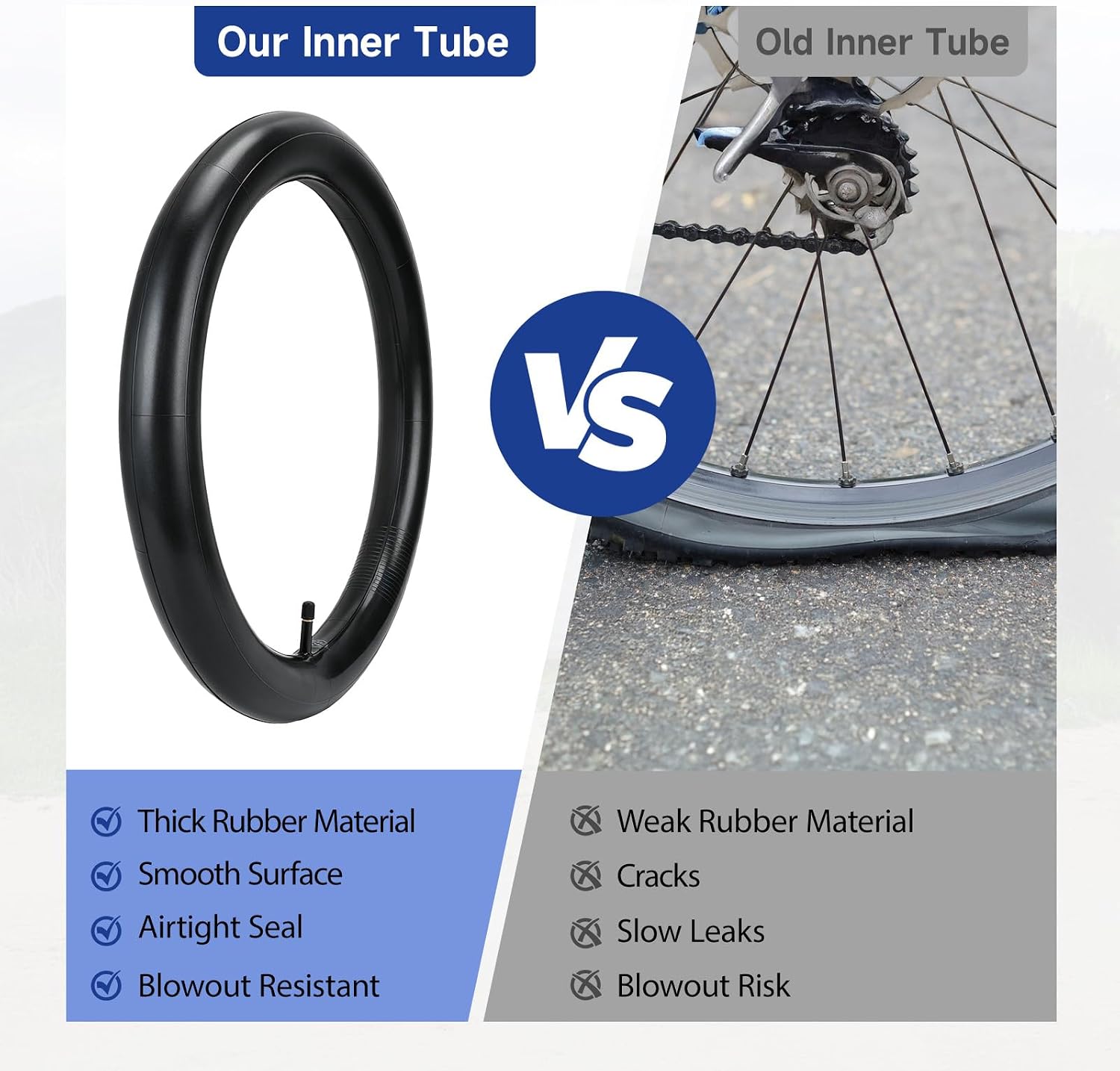 16x2.4 16x2.125 Inner Tube Replacement for Razor MX650 MX500 SX500 McGrath Dirt Rocket Bike Front Tire, Heavy Duty 16 Inch 64-305 16x2.40 Inner Tube for EcoSmart Metro HD SUP Electric Scooter