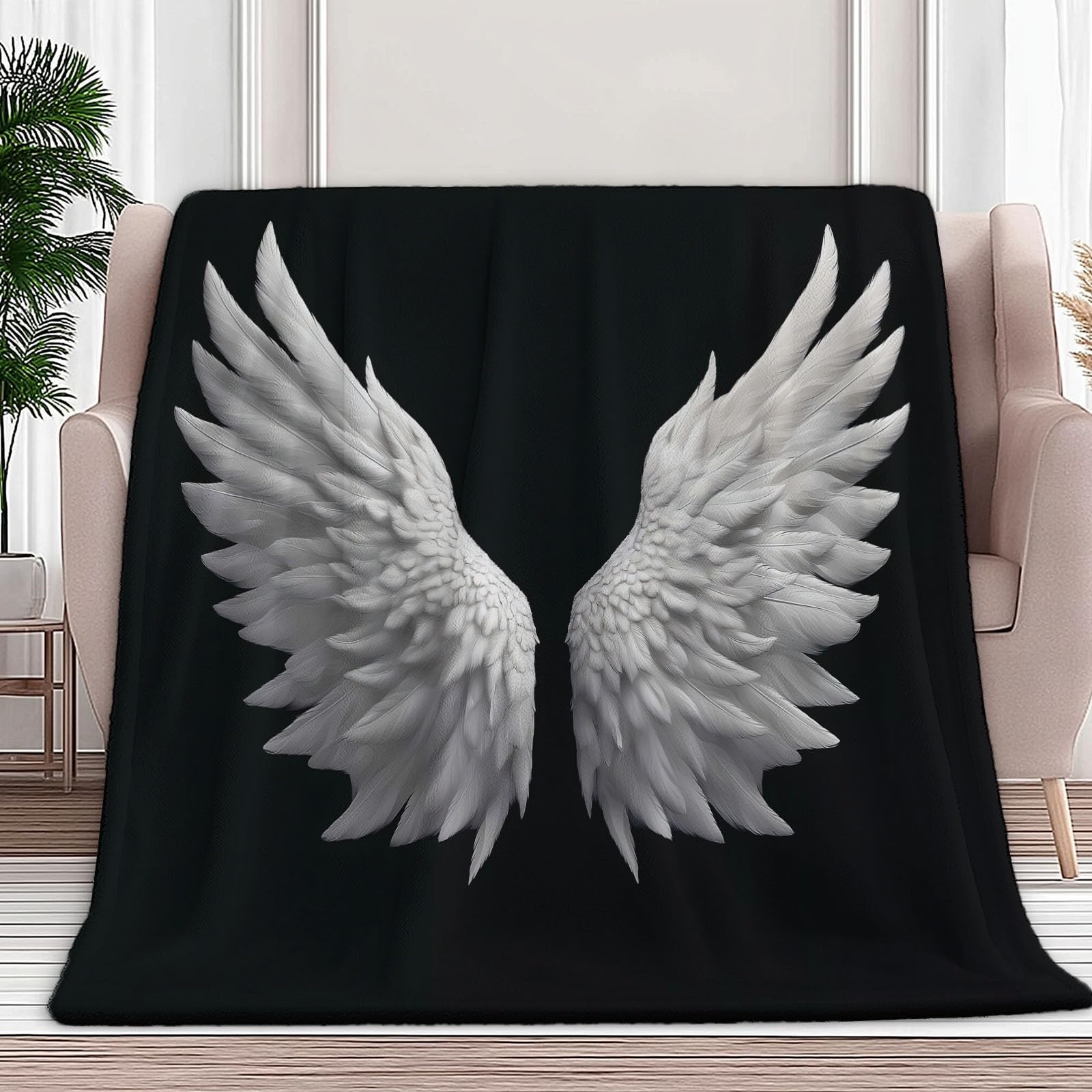 Couverture polaire ailes d'ange douce et moelleuse, le cadeau idéal pour l'hiver