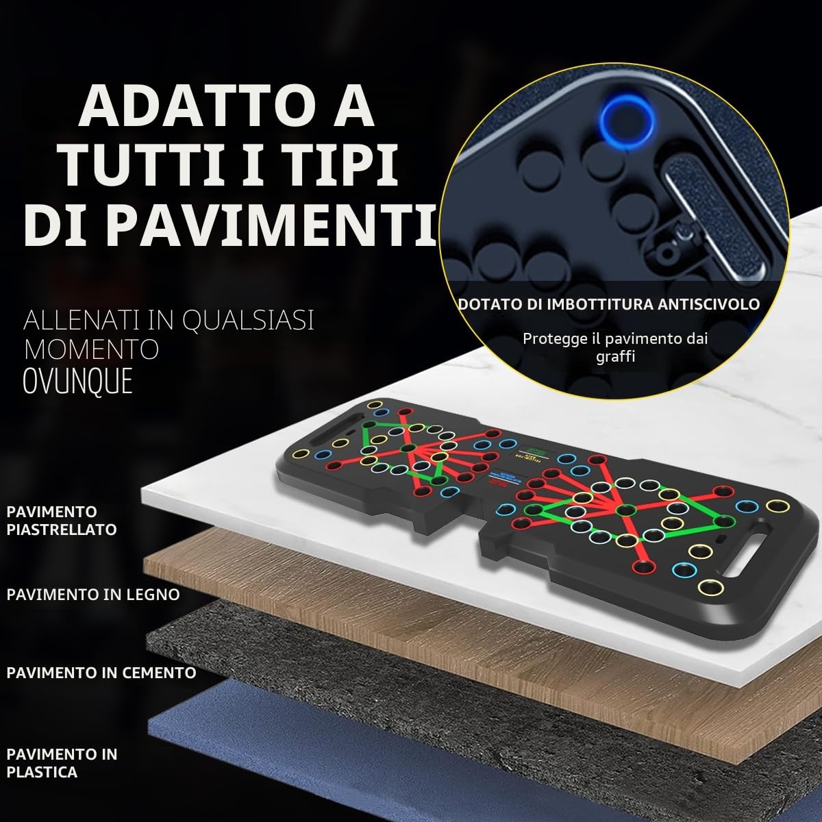 Tavola pieghevole 41 in 1 con contatore, ampia tavola per flessioni con manico per allenamento muscolare e allenamento della forza, 41 posizioni combinate