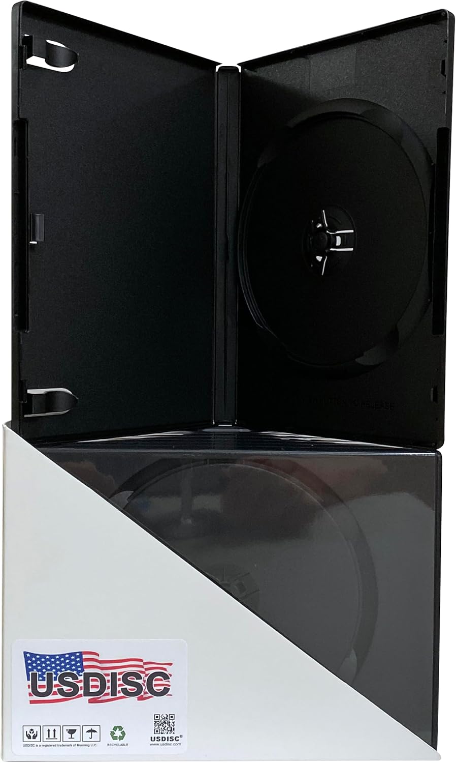 USDISC DVD Cases Standard 14mm AAA Grade, Single 1 Disc, Black, Pack of 200