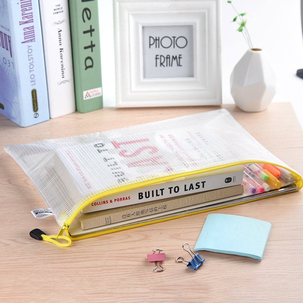 12 Pack Clear PVC Document Pouches - A4 Size (9.8x13"), Water-Resistant, Zipper Closure, 4 Colors - View #7